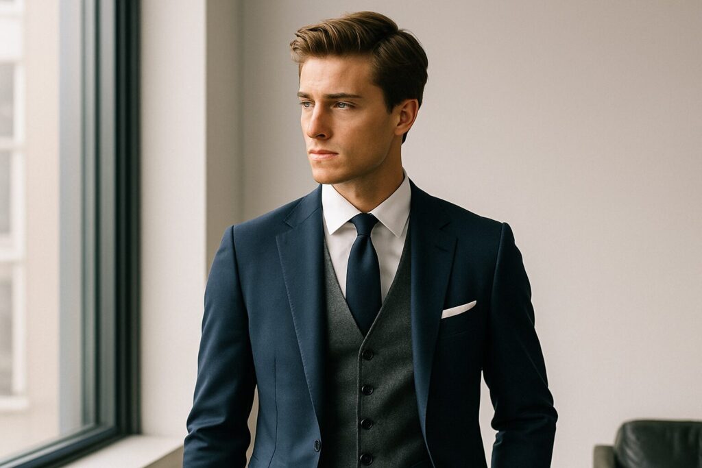 【4点セット】ネイビー スーツ ジャケット パンツ ネクタイ ベスト付き キッズ ベスト・オッドベストスーツ・ジャケパンに合わせるベストの選び方とは？