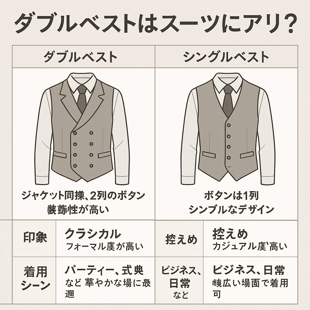 スーツにダブルベストはアリ？(