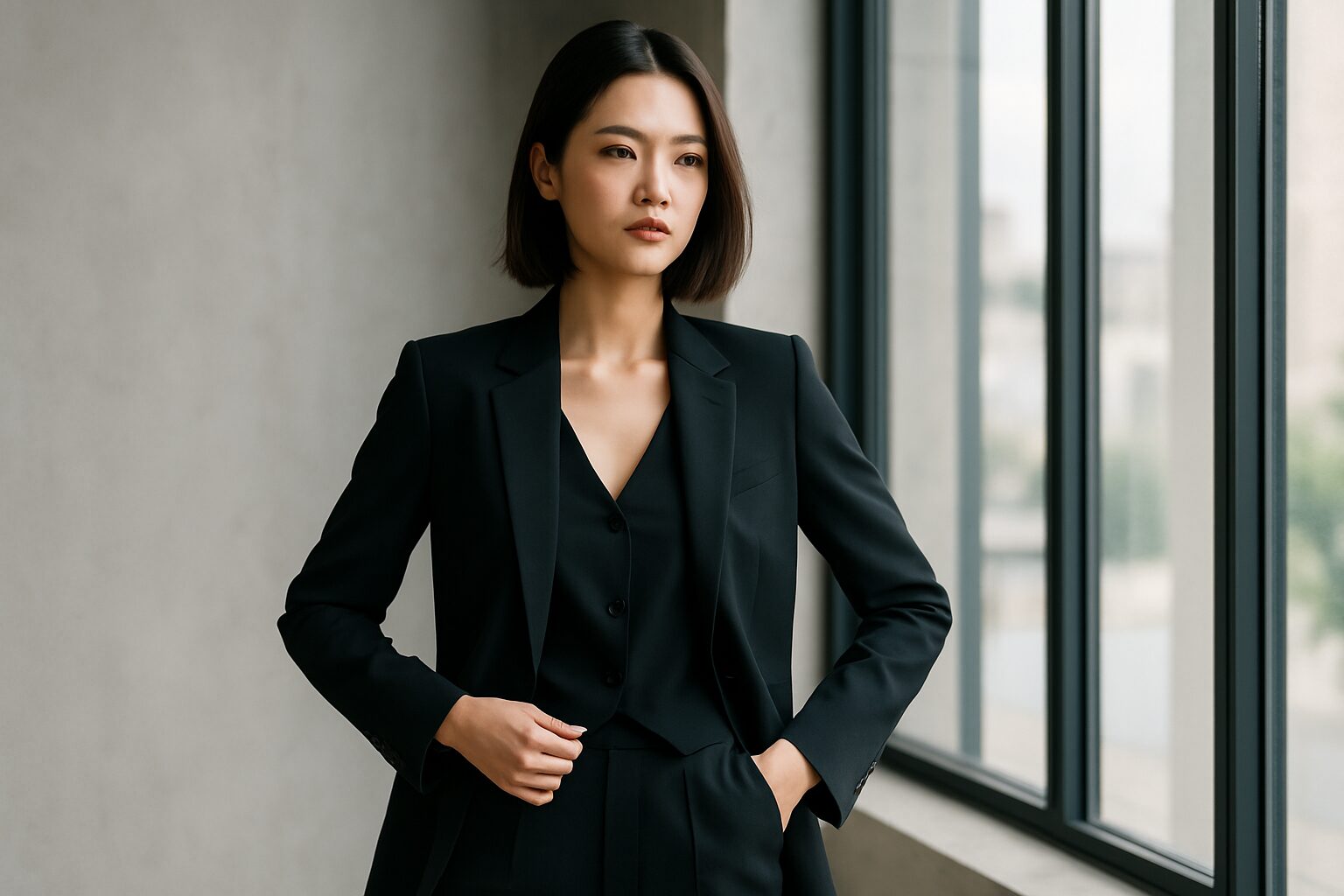 女性用スーツジャケットのボタンは閉めない？注意すべき着こなし術