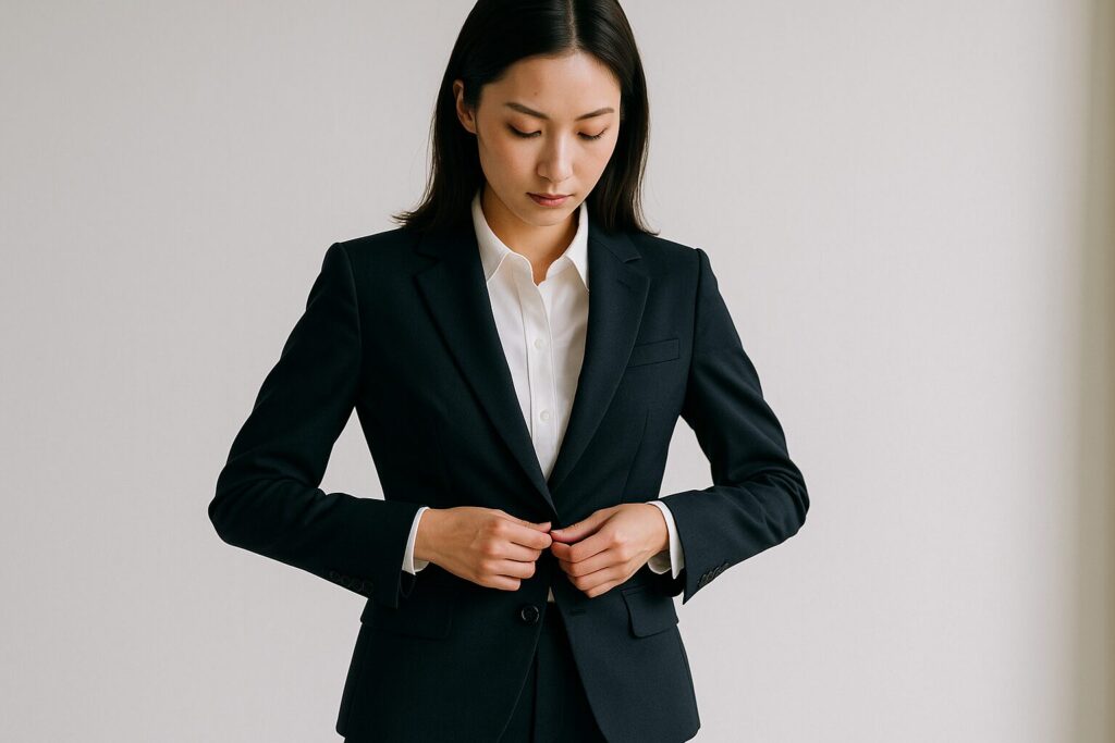 ジャケットのボタンは女性でも閉めるべき？