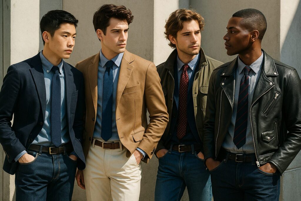 カジュアル休日コーデのネクタイ