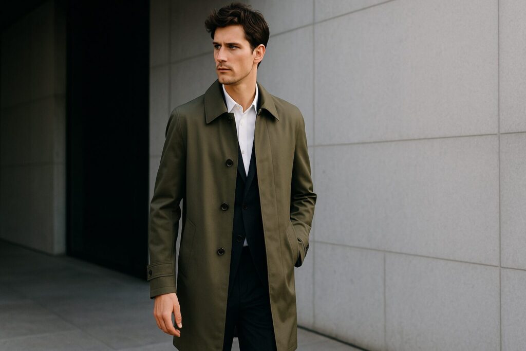 トレンチタイプのカーキビジネスコート比較