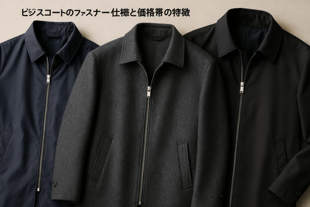 ビジネスコートのファスナーとスタンドカラーの相性