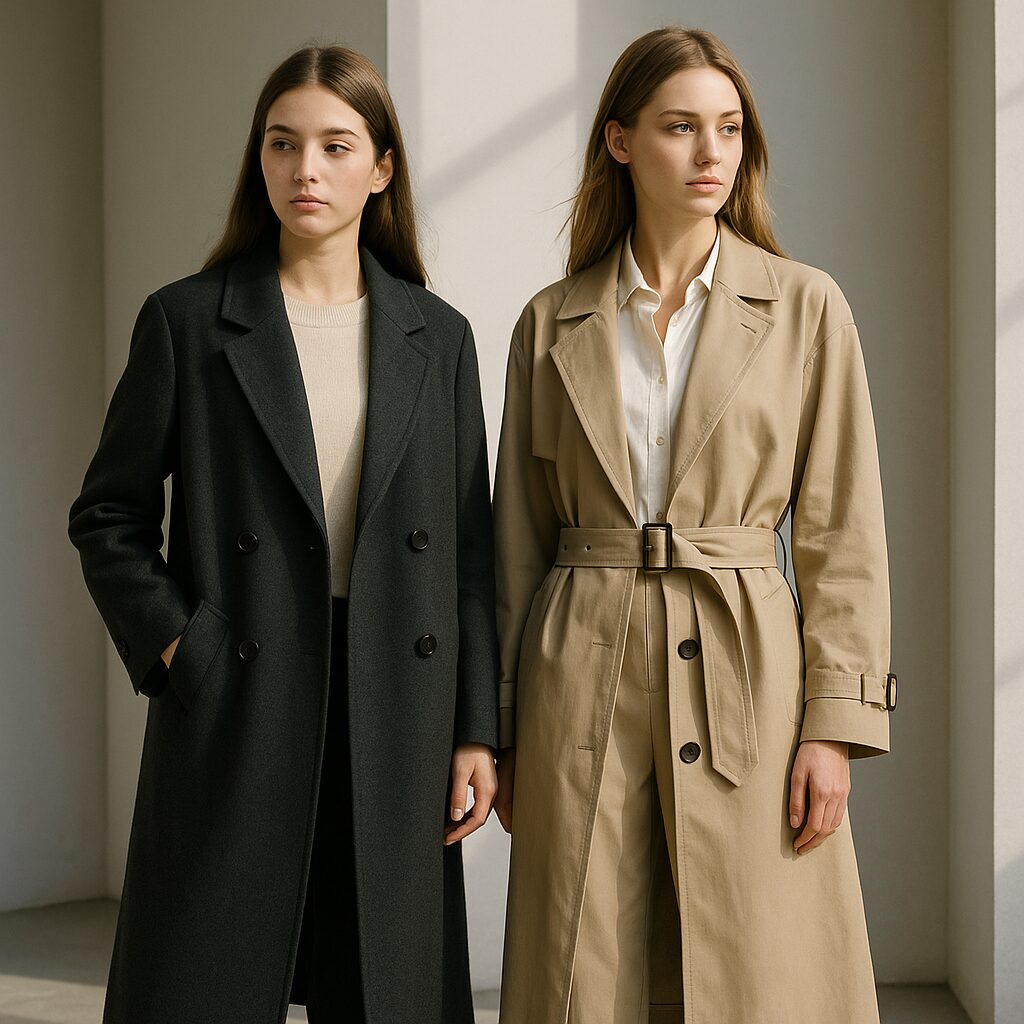 冬コートと春秋コートのサイズ選び比較