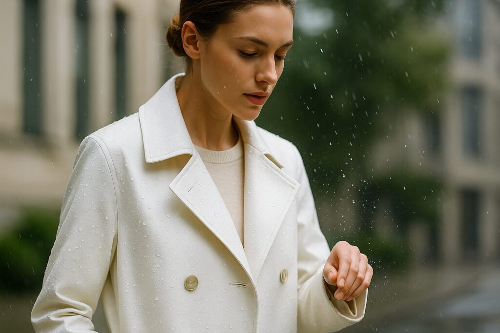 汚れに強いビジネス白コートの機能性