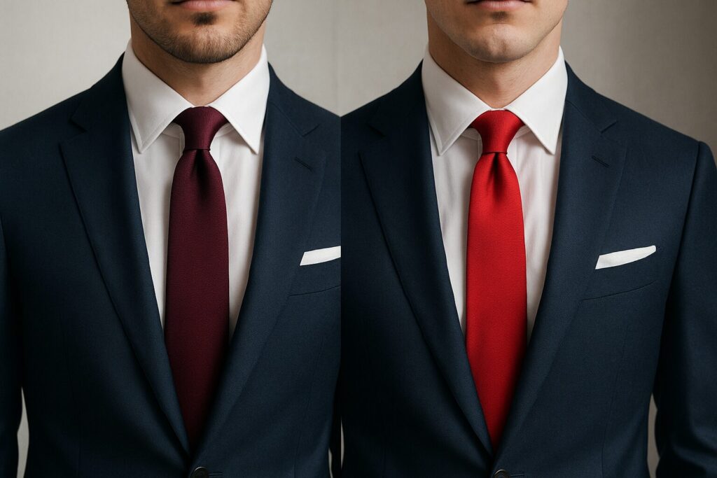 結婚式のネクタイ：えんじ色と赤の違い