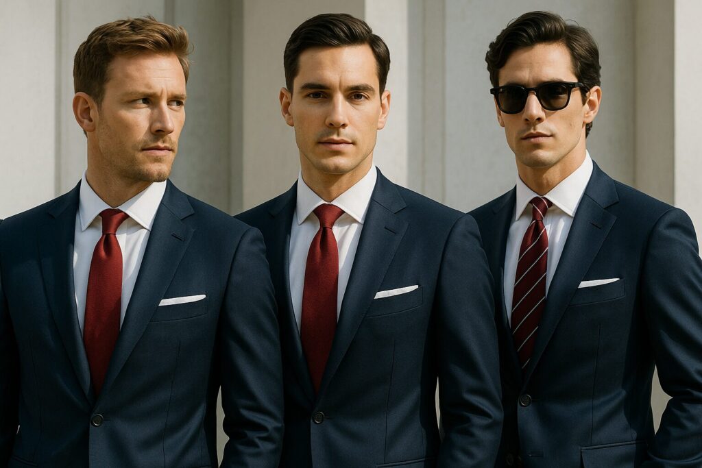 結婚式のネクタイ：ネイビーとの好バランス