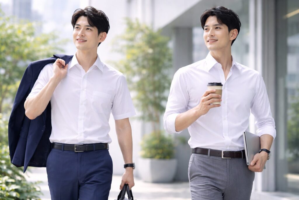 クールビズ半袖とノーネクタイ