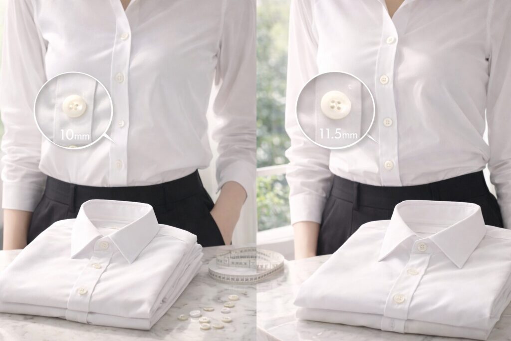 女性用ワイシャツのボタンサイズ基準