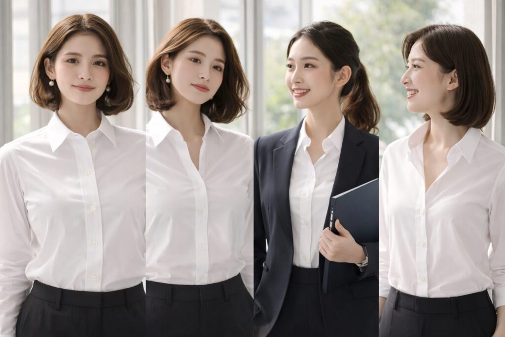 女性用ワイシャツのボタン留め方マナー