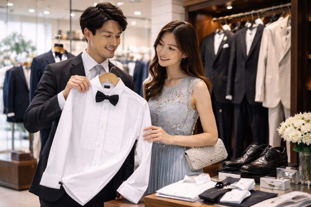 結婚式向けワイシャツ売ってる場所