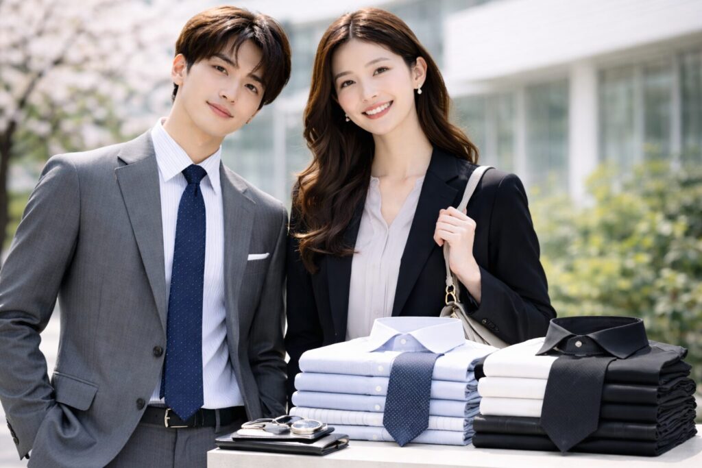 グレー・黒スーツの配色