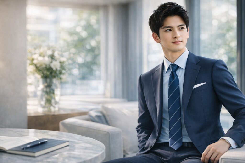 淡いブルー水色シャツの印象