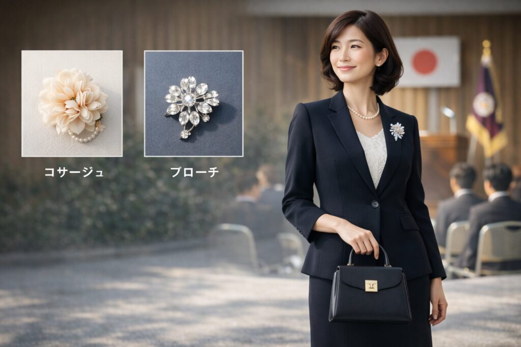 コサージュよりブローチが主流