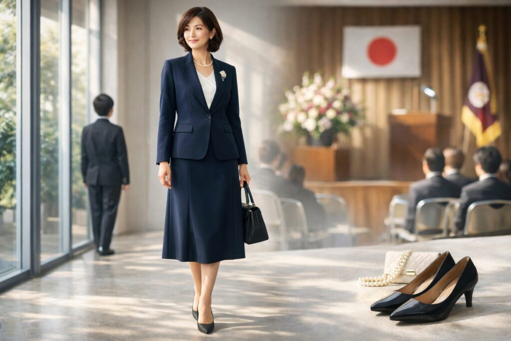 ミモレ丈スカートで上品な装い