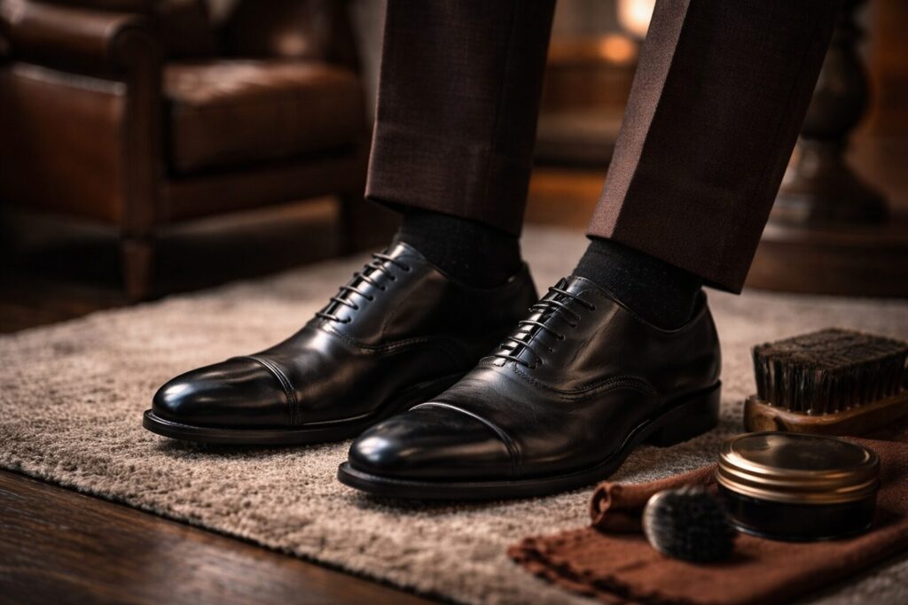 入学式で父親のスーツ茶色に合う靴