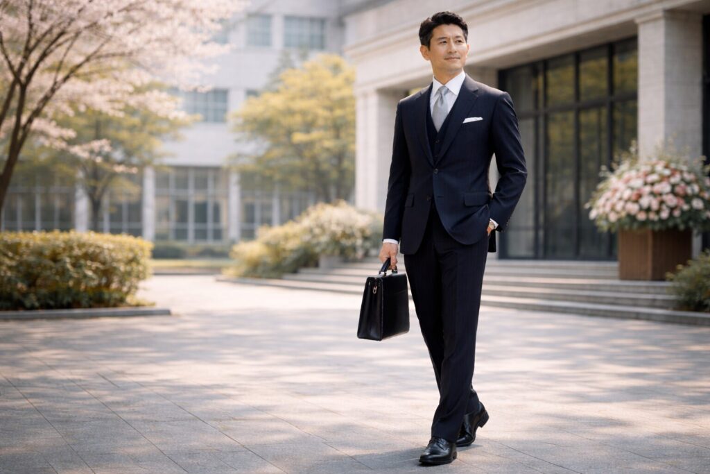 入学式の父親スーツはストライプで品格