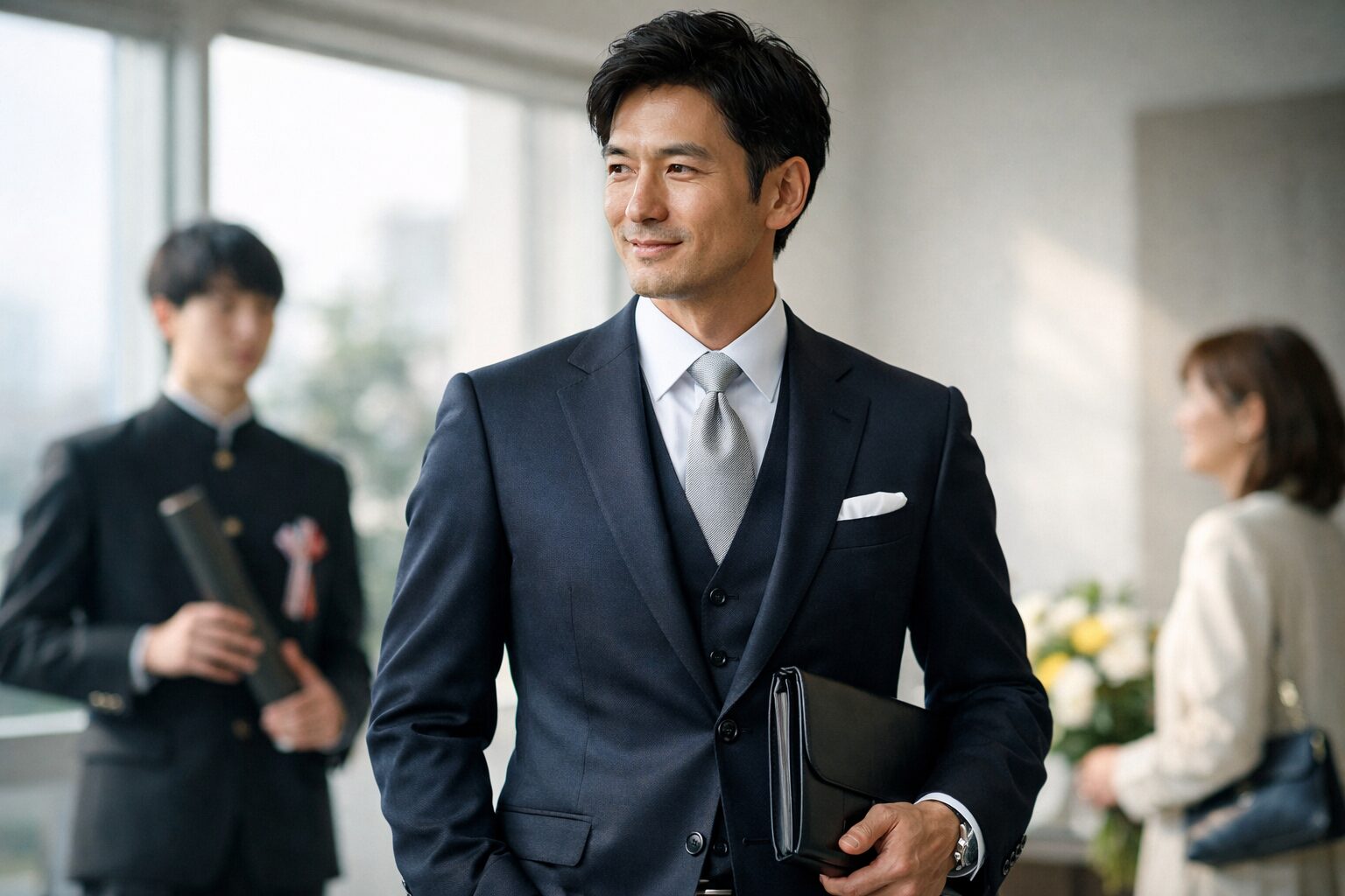 卒業式スーツの正解が分かる父親40代の着こなし術