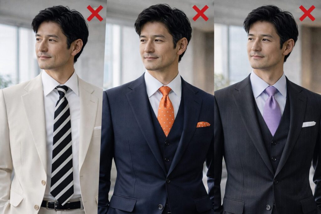 卒業式スーツ父親40代のNGコーデ例