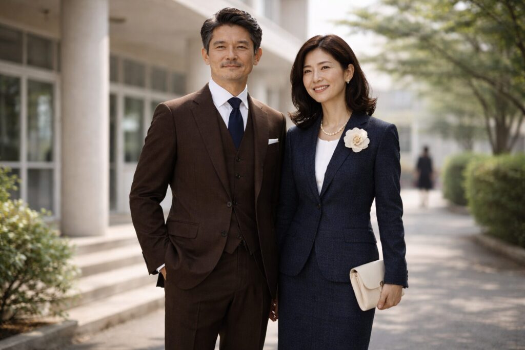 卒業式父親スーツと母親服装の調和