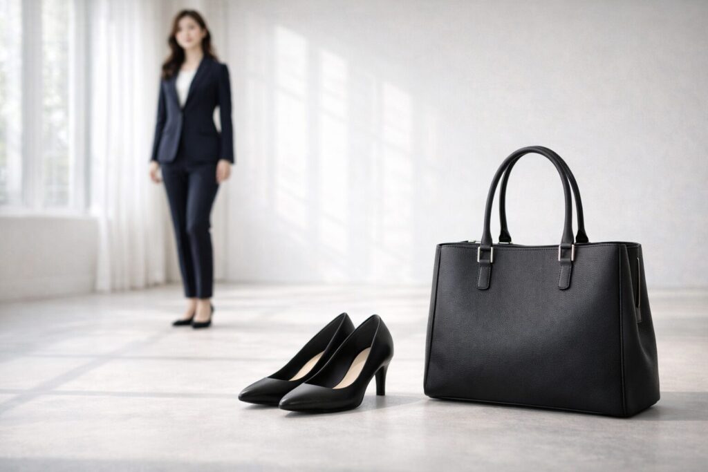 就活スーツに合う靴とバッグ