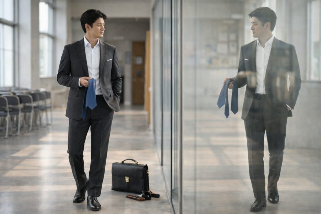 男性はノーネクタイも確認