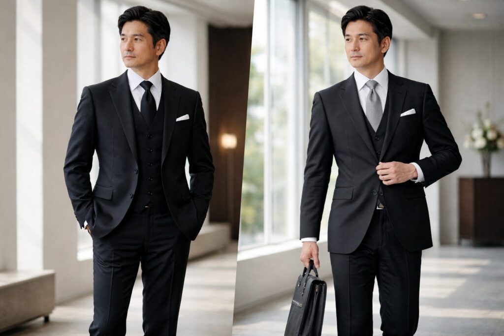 黒スーツの礼服との違い