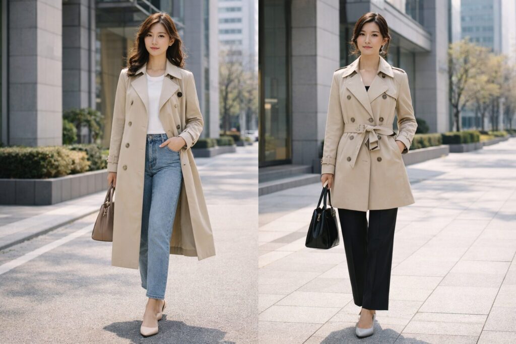 トレンチ流行と着こなし