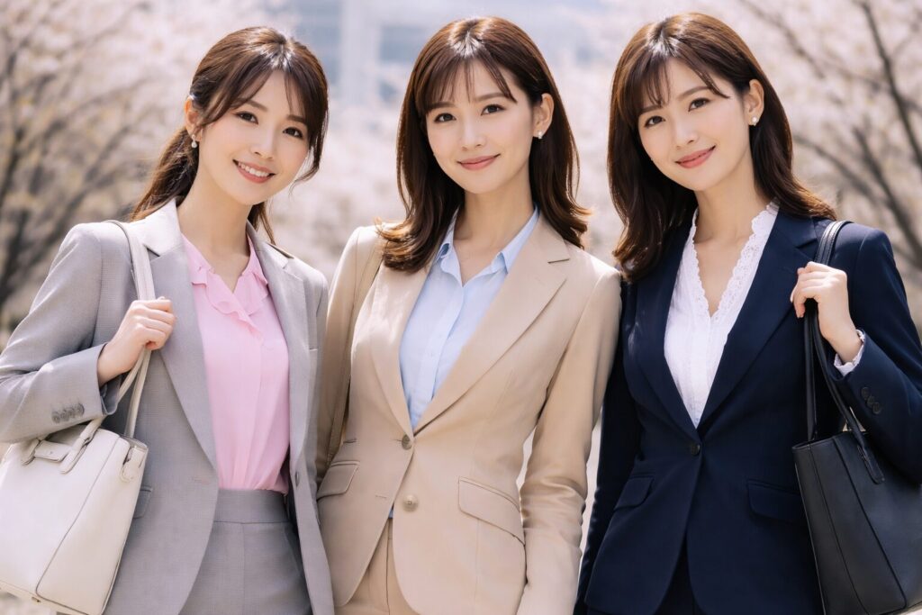 ブラウス色で春らしさを出す