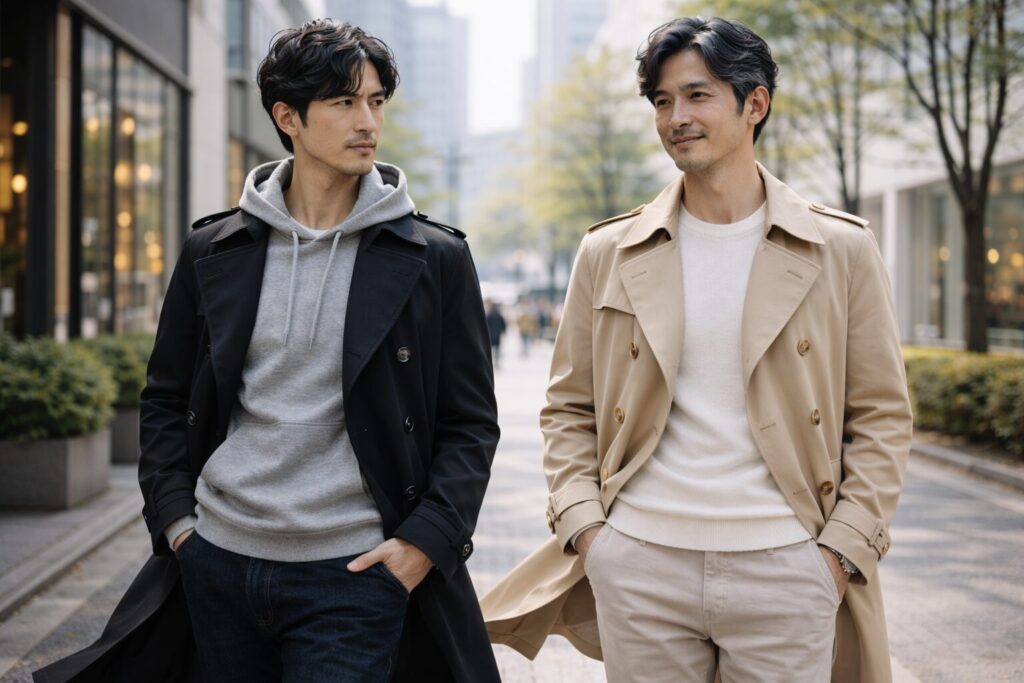 ベージュと黒トレンチの違い