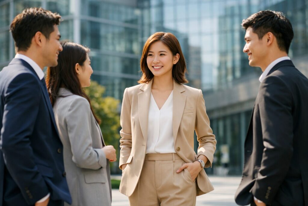 ベージュスーツが与える印象