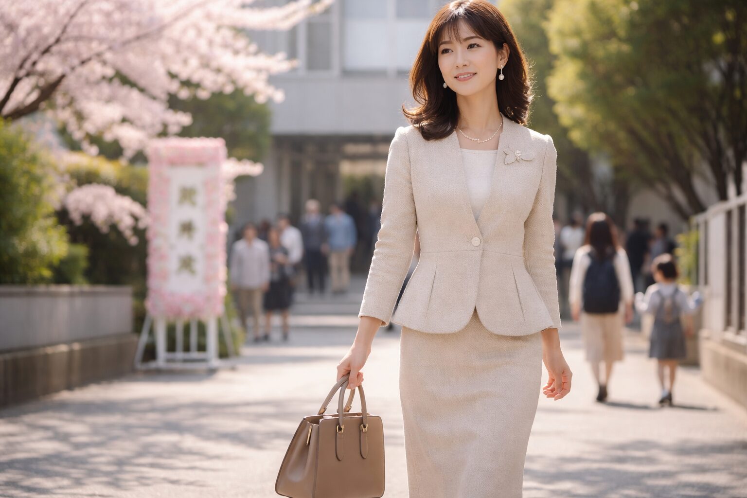 ベージュスーツで迎えるレディース入学式完全ガイド