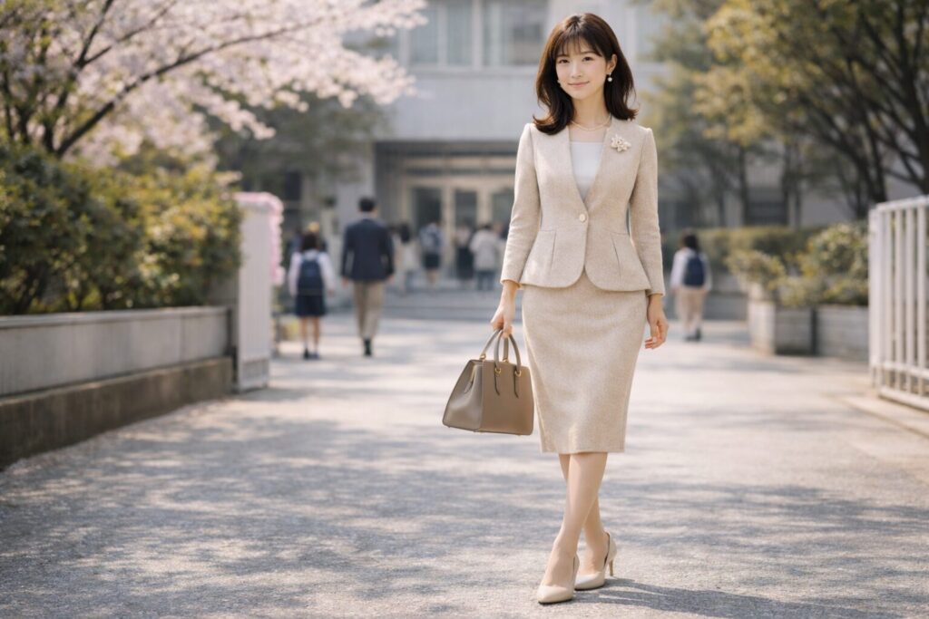 低身長入学式スーツベージュ対策