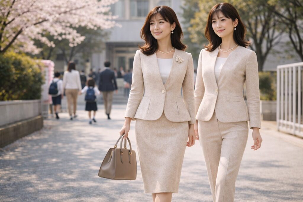 入園式入学式ベージュセットアップ