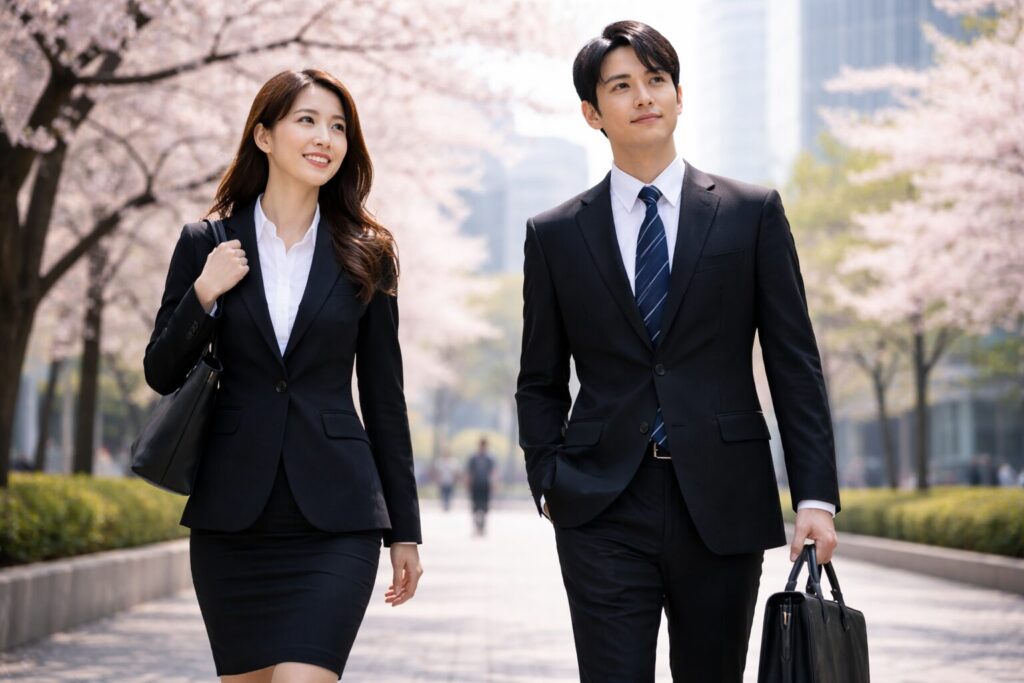 入社式のリクルートスーツはいつまで？