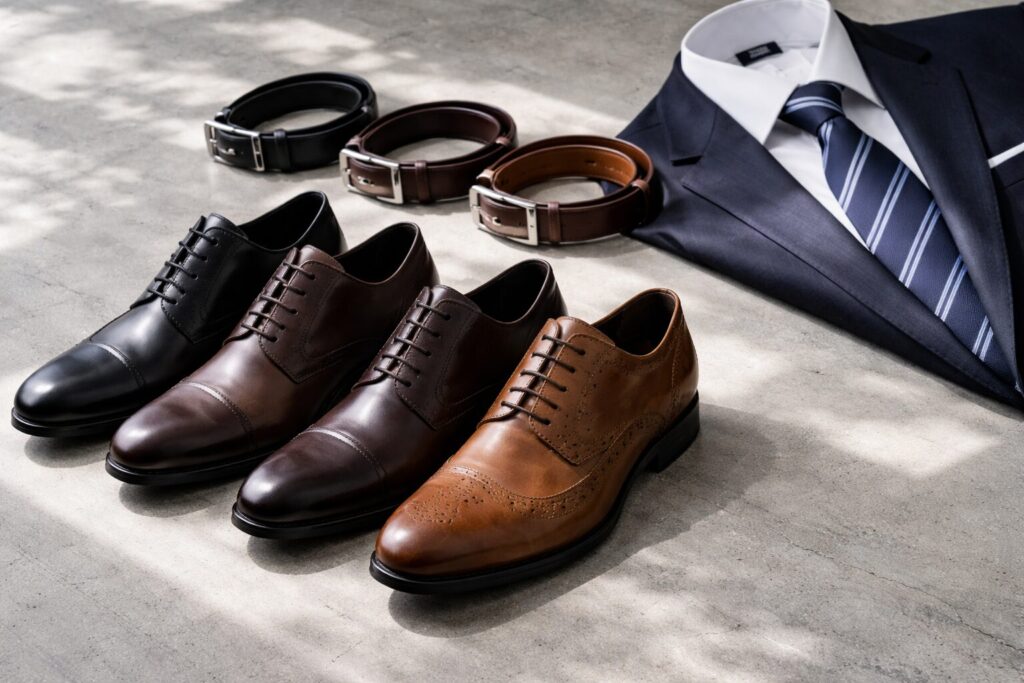 入社式の靴やベルトの色合わせ