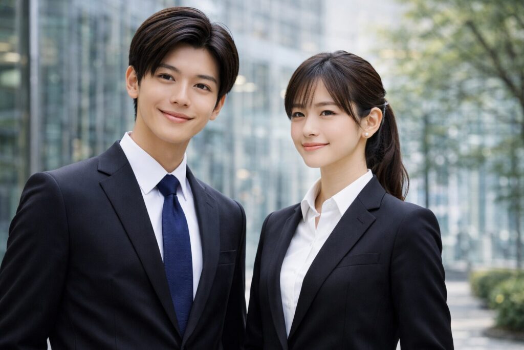 入社式の黒スーツで好印象に