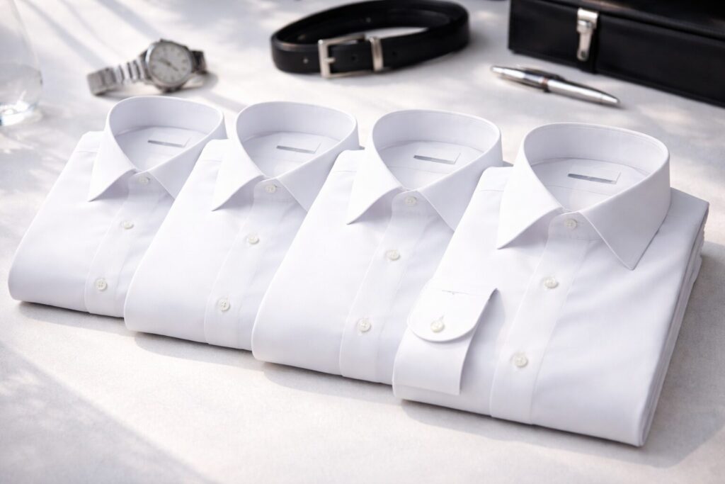入社式スーツのシャツは白無地