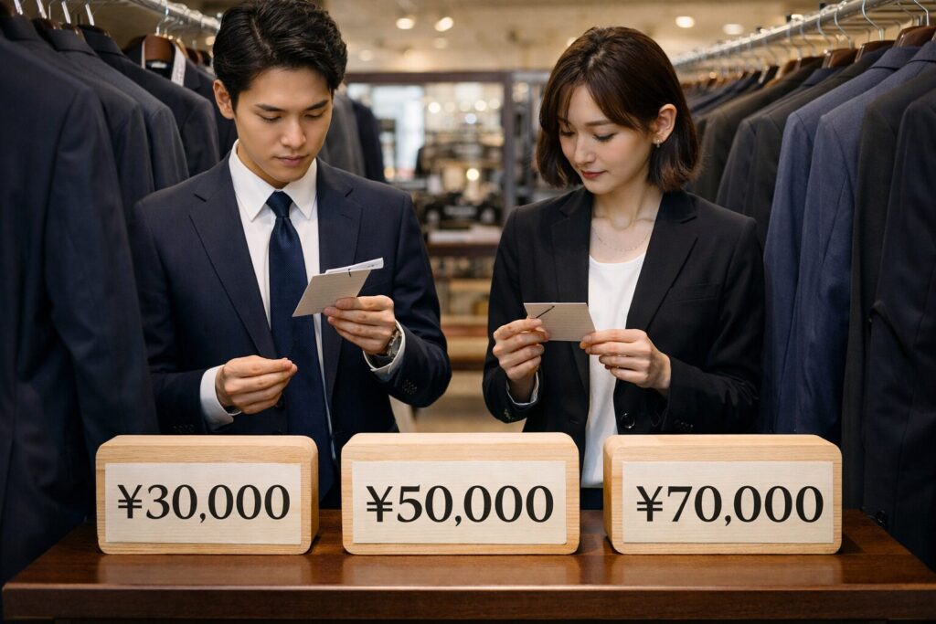 入社式スーツの相場はいくら？