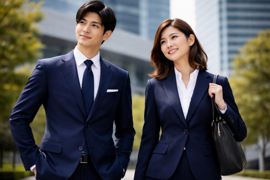 入社式スーツの色はネイビーが有力候補