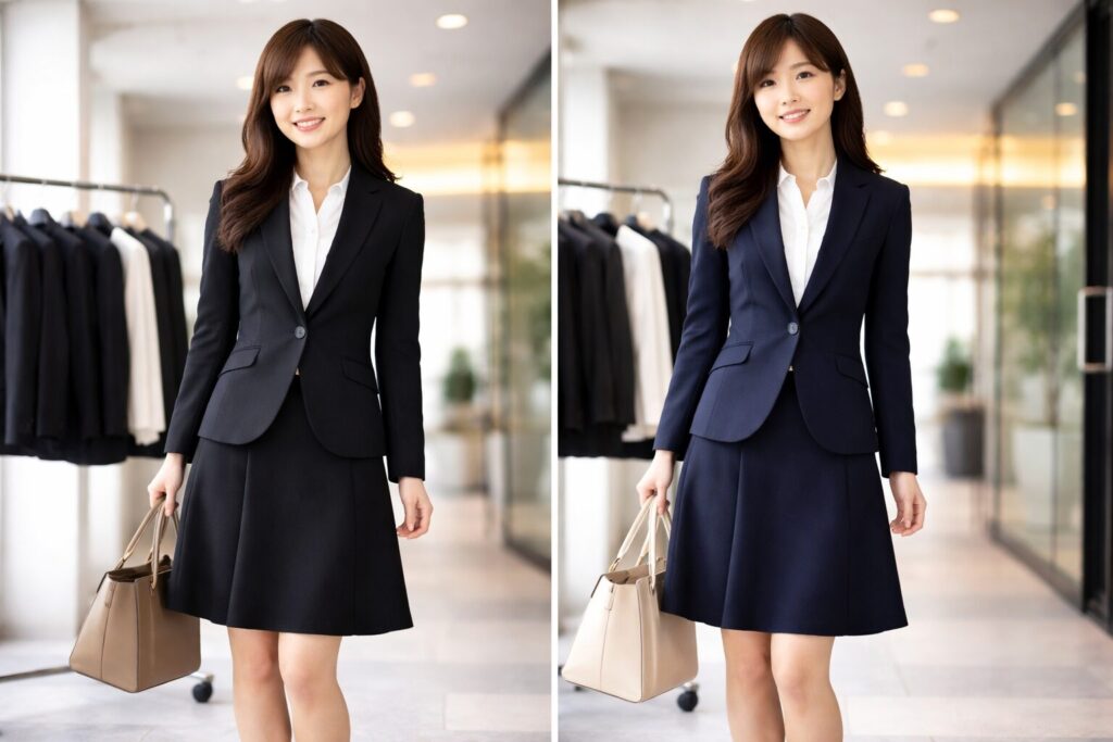 入社式スーツの色は黒か紺