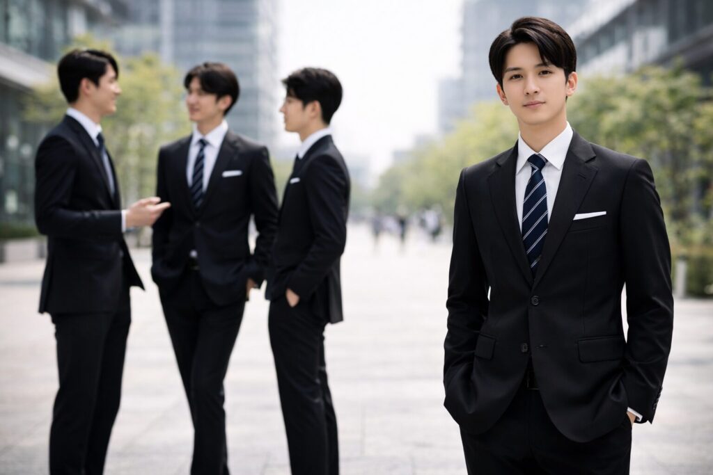 入社式スーツは男性も黒で安心？