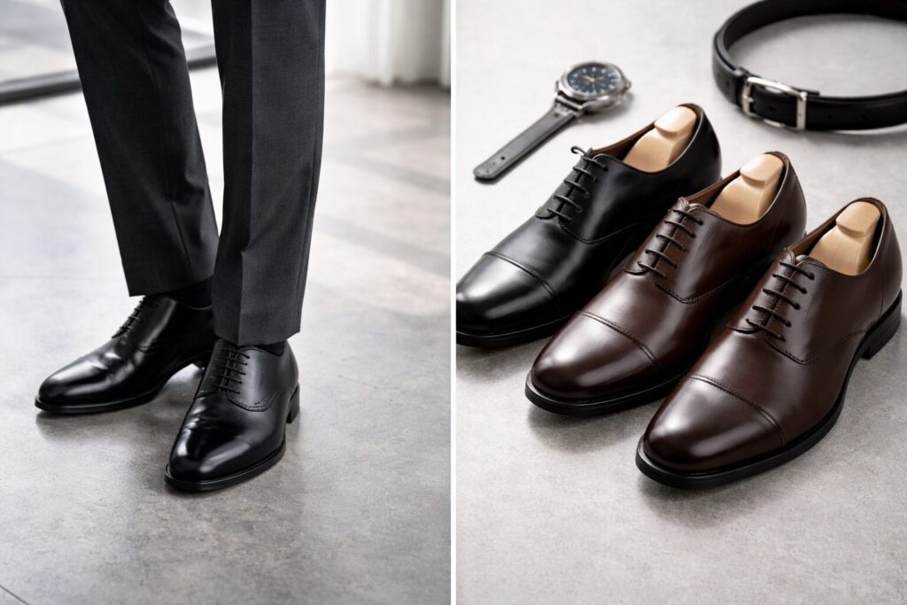 入社式スーツグレー靴選び