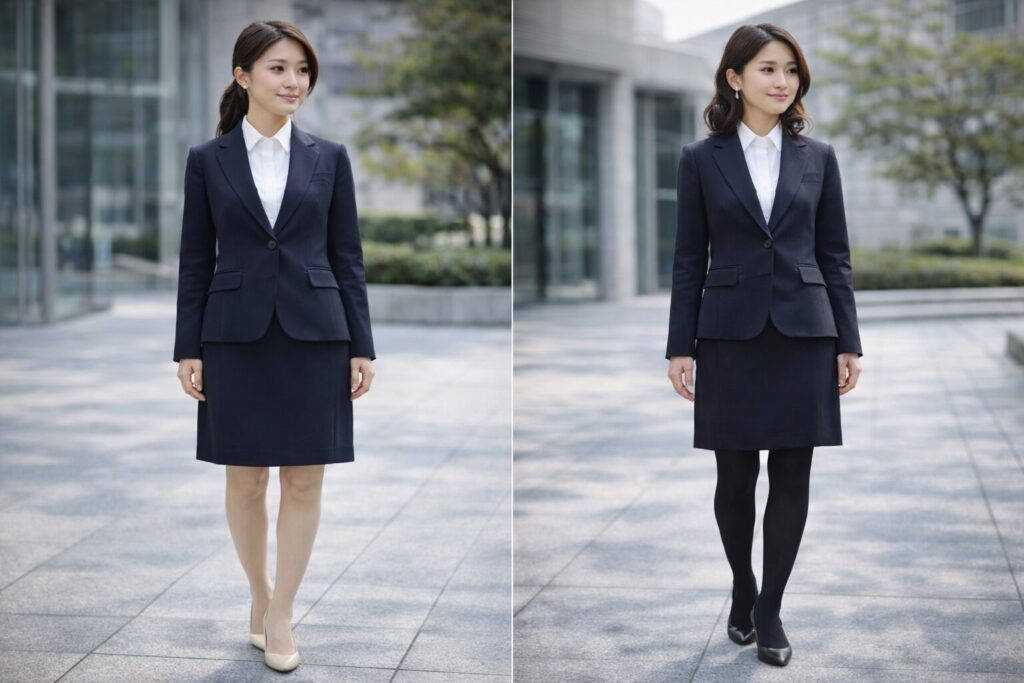 入社式スーツタイツ業界別マナー違い