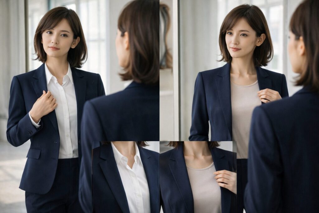女性の転職スーツに合うインナー選び