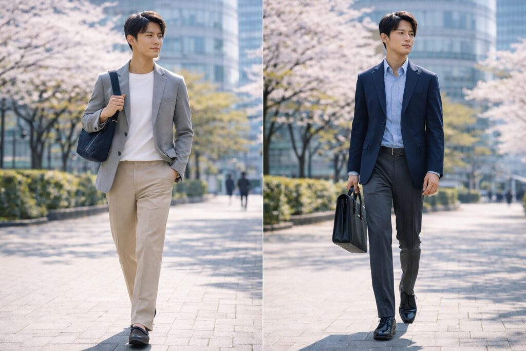 春コート代わりのメンズ服