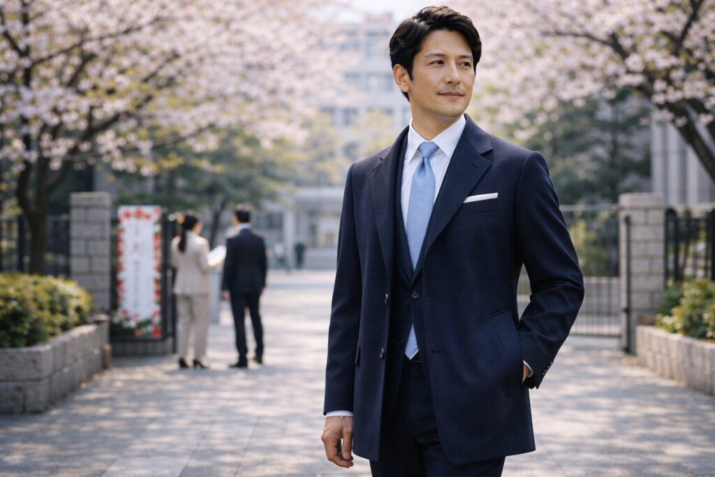 父親の入学式スーツは体型対策も必要