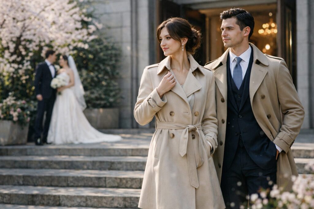 結婚式コート春の4月寒暖差対策