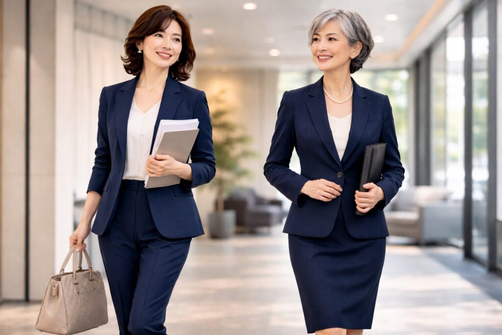 50代の紺スーツでビジネスに合う装い