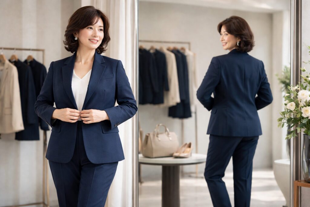 50代向け紺スーツの大きいサイズ